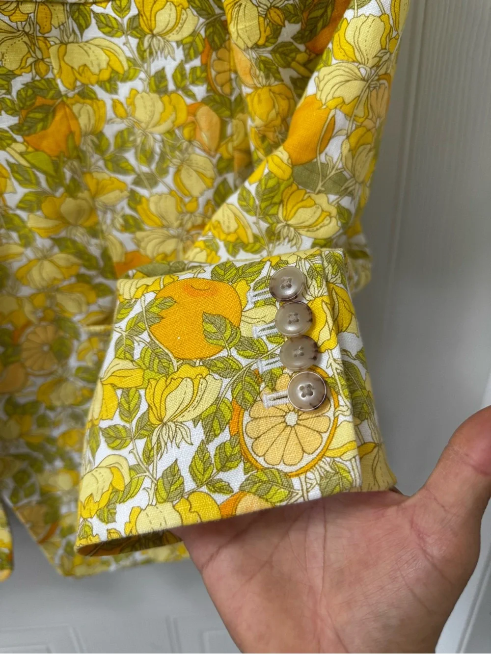 J. Crew Helena linen blazer in limone print
